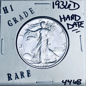 1936 D LIBERTY WALKING SILVER HALF DOLLAR HI GRADE U.S. MINT RARE COIN 4468 - Picture 1 of 3