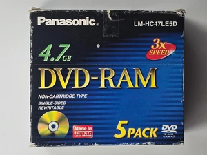 Panasonic DVD-RAM x 5 Disc 4.7GB Non-Cartridge LM-HC47LE5D  Sealed - Picture 1 of 4