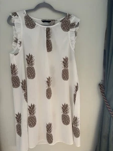 Maurices Women Dress XL White pineapple Boho Sleeveless Dress - Picture 1 of 4