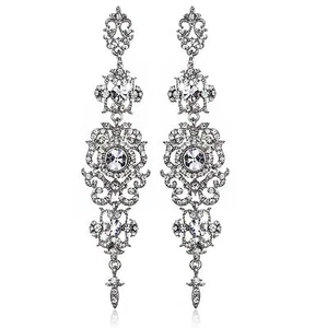 4,25 Zoll lange österreichische Silber-Kristall-Strass-Chandelier-Ohrhänger E122s - Bild 1 von 4