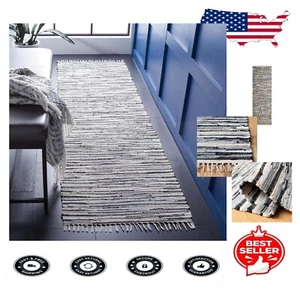 Vibrant 2'3" x 10' Handmade Runner Rug - Cotton, Boho Stripe for Living Rooms - Picture 1 of 8
