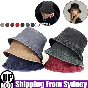 Unisex Men Women WASHED COTTON Outdoor Camping Sports Bucket Hats Fisherman Hat - Picture 1 of 16