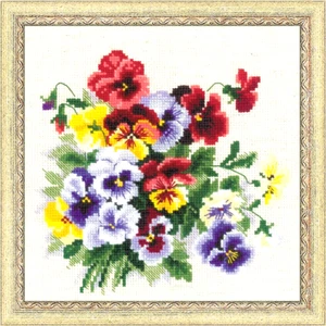 Pansy Medley Cross Stitch Kit by Riolis - Picture 1 of 8