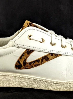 Zapatillas deportivas para mujer TRETORN Nylite 25 Plus blancas y de cuero leopardo EE. UU. 9 UE 40 $95 * Foto 1 de 4