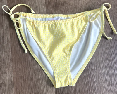 Bikini con corbata lateral sin límites estampado de guinga amarillo blanco XL 15-17 Foto 1 de 4