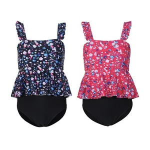 Girls Swimsuit Swiming Outfit Soft Bathing Suit Kids Swim Top High Waist Smooth - Picture 1 of 30