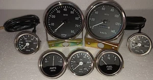 Smiths Gauge Kit Temp+ Oil+ Fuel+ Amp+Oil Temp+Speedometer +Tacho 100 mm - Picture 1 of 8