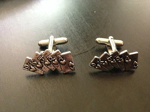 poker cards Pair of Cufflinks weddings birthday occasion shirt tie slide men c9 - Picture 1 of 3