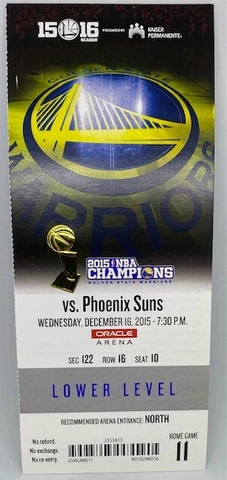 2015-16 Golden State Warriors MINT FULL SEASON TICKET Win #25 73 Win Season RARE Cover