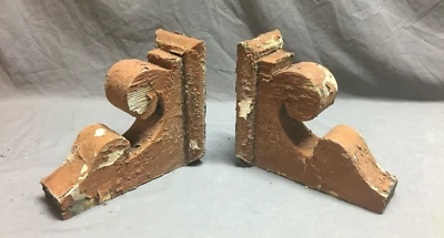 Small Pair Antique Wood Porch Corbels Shabby VTG Chic Shelf Brackets 248-25B - Image 1 of 4