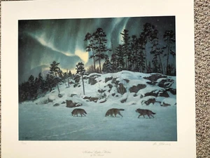 LEE STRONCEK NORTHERN LIGHTS WOLVES Signed Numbered LTD EDITION - Picture 1 of 6