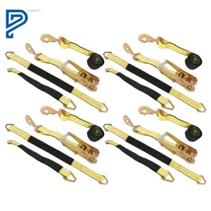 For Trailers Heavy Duty Snap Hooks 8 Axle Straps Car Tie Down Straps Yellow - Picture 1 of 21