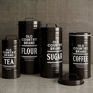 4er Set Tee Kaffee Zucker Mehl Aufbewahrung Kanister Gläser Töpfe Behälter Dosen - Bild 1 von 8