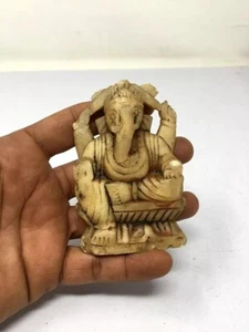 Vintage Old Marble Stone Fine Hand Carved Hindu Lord Ganesha Figure Statue - Picture 1 of 6