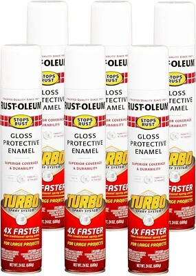Rust-Oleum 334133-6PK Stops Rust Turbo Spray Paint, 24 oz, Gloss White, 6 Pack - Imagem 1 de 4