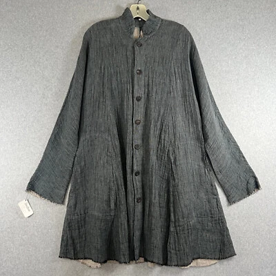 Eskandar Jacket Persian Long Coat Womens Size 0 Gray 100% Linen Long Sleeve NWT - Image 1 of 4