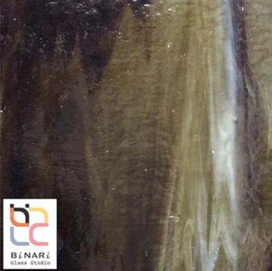 8 x 12 in Light Amber Brown & White Wispy Opal Wissmach Stained Glass Sheet  - Picture 1 of 5