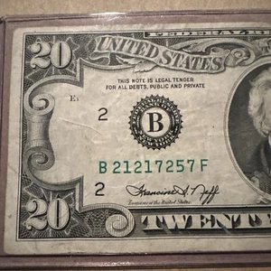 VINTAGE 1974 (B) $20 Twenty Dollar Bill Federal Reserve Note NY OFFSET ERROR - Picture 1 of 8