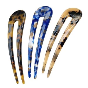 3packs Vintage Hair Forks Tortoise U Shaped Hairpins French Style Shell U Sticks - Picture 1 of 7