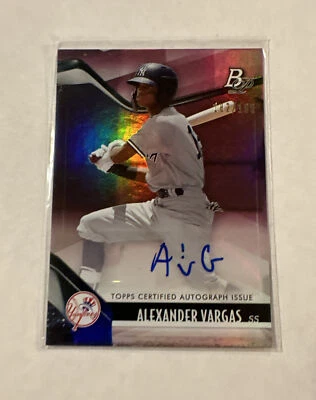 2021 Bowman Platinum Alexander Vargas 182/199 purple auto autograph card Yankees - Image 1 of 4