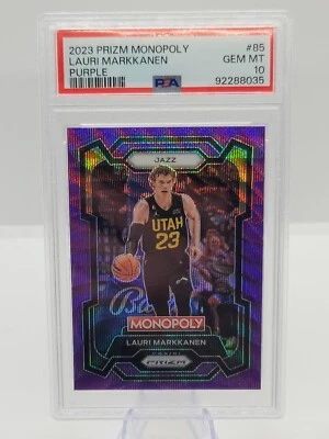 Lauri Markkanen 2023-24 Panini Prizm Monopoly Purple Prizm PSA 10 Pop 1 Jazz! - Image 1 of 3