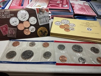 US Mint 1990 Uncirculated Coin Set Denver & Philadelphia OGP & COA 4 sets avail. - Image 1 of 4