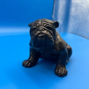Statua Bulldog Georgia vintage statuina nera decorazione casa scultura cane regalo - Foto 1 di 6