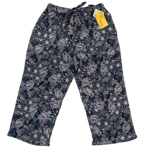 Pantalones informales tradicionales japoneses con estampado Mingei de algodón indio crepé talla B: única - Imagen 1 de 3