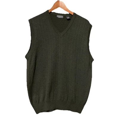Chaleco Suéter Italiano Preswick & Moore Para Hombres L Verde Oscuro Lana Merino Cuello en V 153 Foto 1 de 4