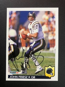 John Friesz 1992 Fleer Chargers In Person IP TTM signed Auto Autogramm - Bild 1 von 3