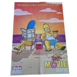 The Sun The Simpsons Movie Promotional Poster Homer Marge Beach 2007 - Picture 1 of 6
