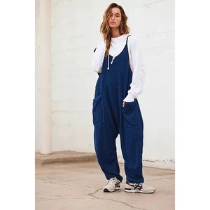 Free People Movement Getaway Jumpsuit Blue Soft Teddy Cozy Oversized g1 - Picture 1 of 4