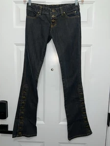 ÚNICO Mujer Tiro Bajo Bootcut MOTOR MONTENEGRO OUTLAW JEANS PUNK HIPPIE 29 Talla 6 - Imagen 1 de 8