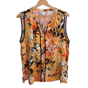 Liz Claiborne | Blusa sin mangas floral tropical miel talla XL - Imagen 1 de 4