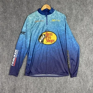 Bass Pro Shops Mens Medium 1/4 Zip Shirt Fishing Long Sleeve Fish Lightweight - Picture 1 of 13