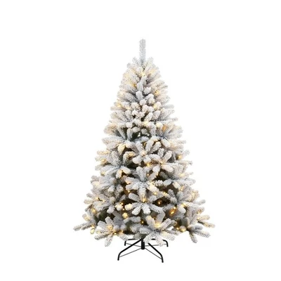 Christmas Tree Green Prelit Artificial Snowy Yukon Pine LED Light Xmas Decor  - Image 1 of 4