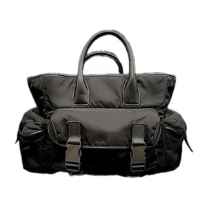 PRADA Milano Tessuto Nylon Satchel Triangle Logo Black Top Handle BAG - Picture 1 of 7