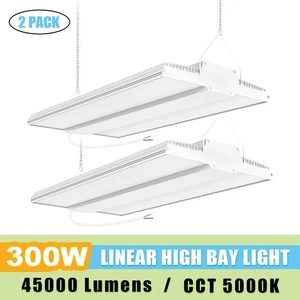 (2 Pack) LED High Bay Shop Light 1.8FT Commercial 300W 45000LM 100-277V Dimmable - Picture 1 of 13