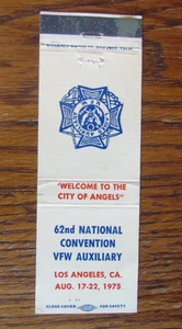 FRATERNAL V.F.W. MATCHBOOK COVER: LOS ANGELES, CA EMPTY 1975 MATCHCOVER -A9 - Picture 1 of 2