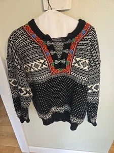 MEN'S NORWOOL FISHERMEN'S SWEATER 100% PURE WOOL MADE IN NORWAY SZ Lg - Picture 1 of 8