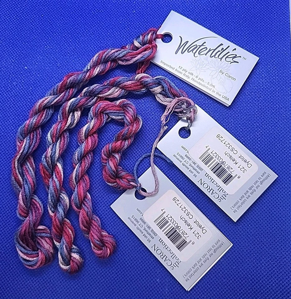 3 Skeins Caron Waterlilies 100% Silk Embroidery Floss #321 "Kelsch" Variegated - Image 1 of 4