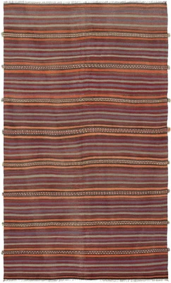 Traditional Vintage Hand Woven Oriental Carpet 4'9" x 8'4" Wool Kilim Area Rug - Image 1 of 4