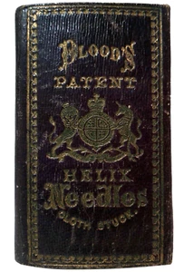 BLOOD'S PATENT HELIX NEEDLES ANTIQUE LTHR/CLTH SEWING NEEDLE AD POUCH, W/NEEDLES - Picture 1 of 14