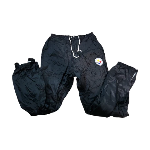 Vintage NFL Pittsburgh Steelers Track Pants Black Nylon Game Day Turbo Zone L Cover