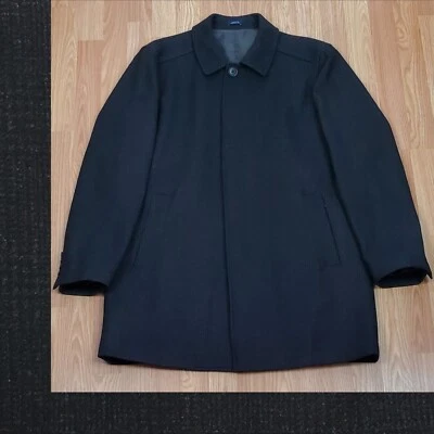 Jwn John W. traditional fit large wool blend button trench jacket black preppy - Image 1 of 4