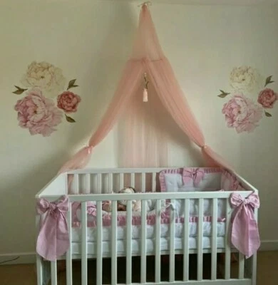 1 Cot Bow Crib Bow Moses Basket Bow Tie on Bow Baby Pink - Image 1 of 3