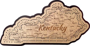 Kentucky Shaped Road Map Cribbage Board - Picture 1 of 1