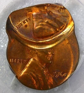 1964 1C Lincoln Cent -- Double Struck 70% and 15% Off-Center --PCGS MS64 RB - Picture 1 of 4