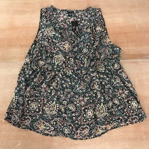 Torrid Tanktop Damen M schwarz braun Blumen Chiffon vorne zum Binden V-Ausschnitt ärmellos - Bild 1 von 12