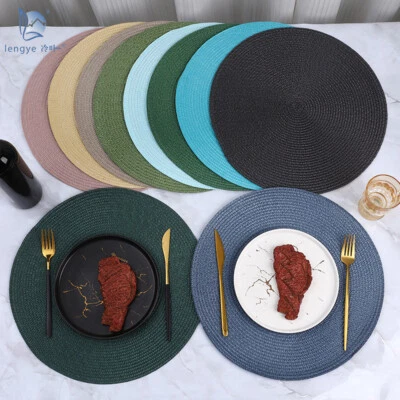Woven Table Place Mats Heat-Resistant Dining Table Coaster Large Round Placemats - Image 1 of 4
